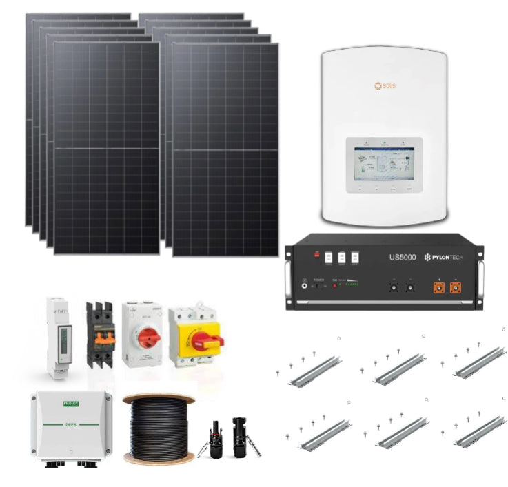 14 x Jinko 450W Panels + 5KW Hybrid Inverter & 5.12KWH Battery - Steel Roof Mounting