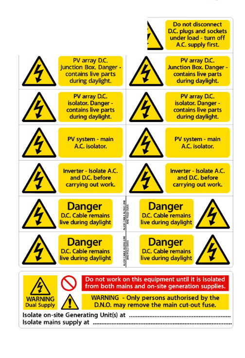 SEAI Warning Labels